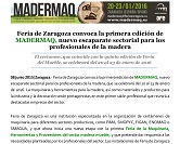 Feria de Zaragoza convoca la primera edición de MADERMAQ, nuevo escaparate sectorial para los profesionales de la madera.